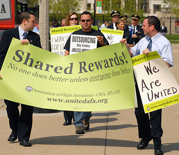 Picketing for better pay and work conditions