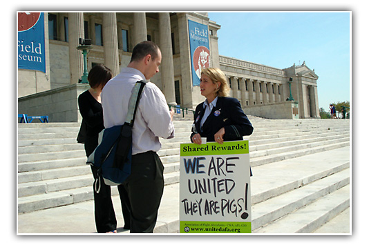 Flight Attendants Picket UAL Shareholder's Meeting