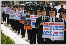 Flight Attendants Picket UAL Shareholder's Meeting